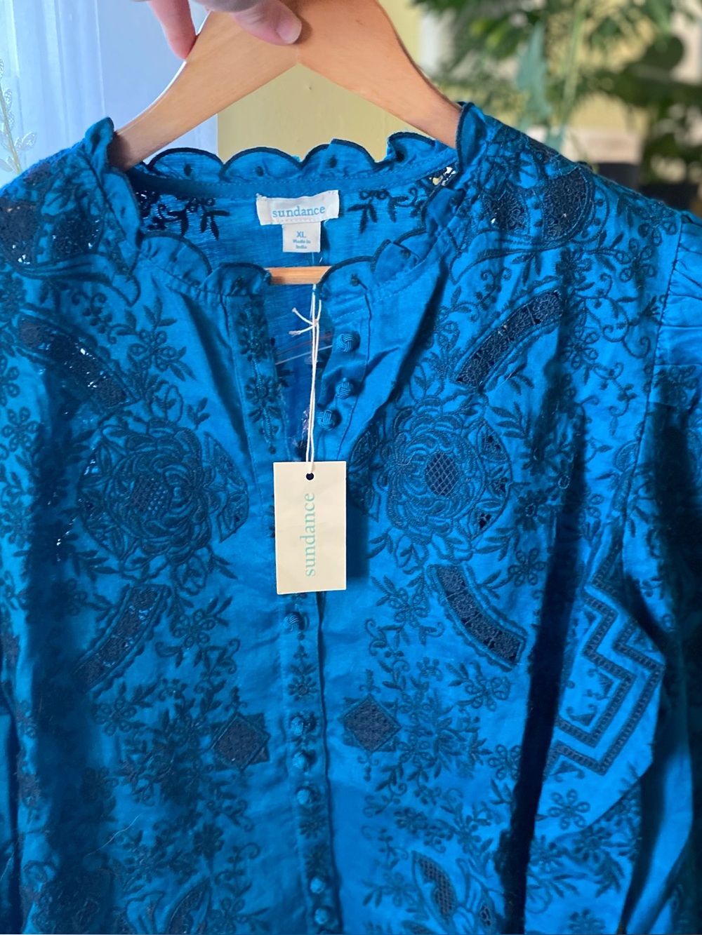 NWT | Teal Eyelet Sundance Blouse